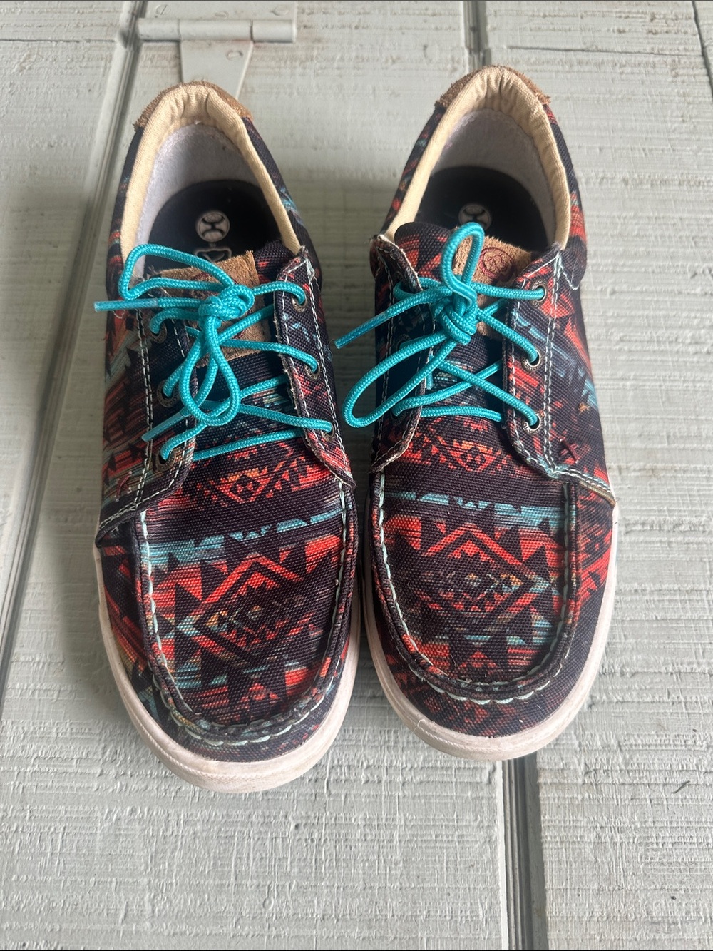 Twisted X Women's Aztec Canvas Slip-Ons with Teal Laces
